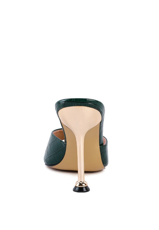 FRENCH CUT HIGH HEEL CROC SLIDES - Faylinn & Co