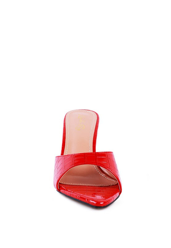 FRENCH CUT HIGH HEEL CROC SLIDES - Faylinn & Co