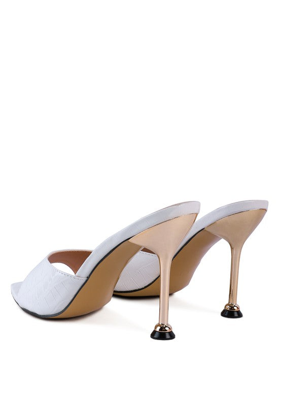 FRENCH CUT HIGH HEEL CROC SLIDES - Faylinn & Co