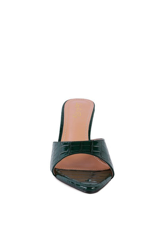FRENCH CUT HIGH HEEL CROC SLIDES - Faylinn & Co