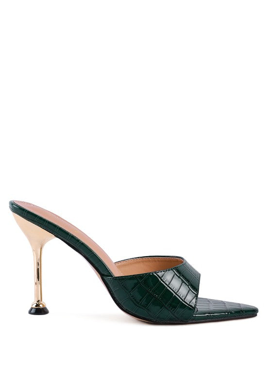 FRENCH CUT HIGH HEEL CROC SLIDES - Faylinn & Co