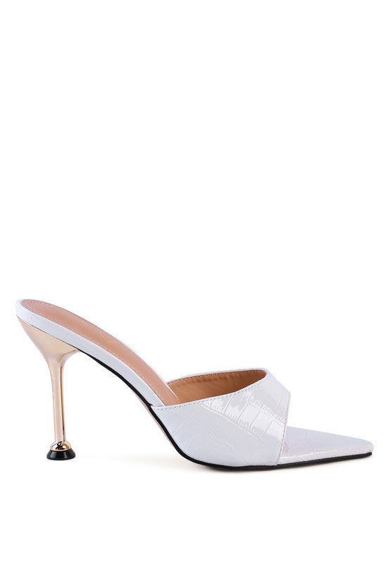 FRENCH CUT HIGH HEEL CROC SLIDES - Faylinn & Co