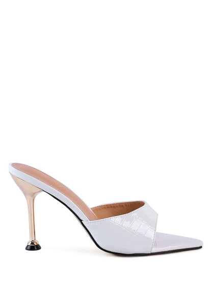 FRENCH CUT HIGH HEEL CROC SLIDES - Faylinn & Co