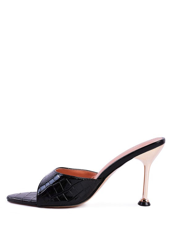 FRENCH CUT HIGH HEEL CROC SLIDES - Faylinn & Co