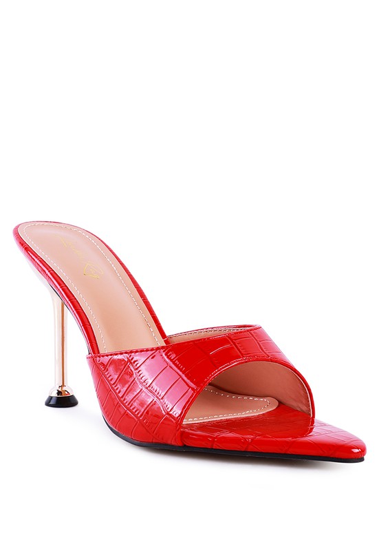 FRENCH CUT HIGH HEEL CROC SLIDES - Faylinn & Co