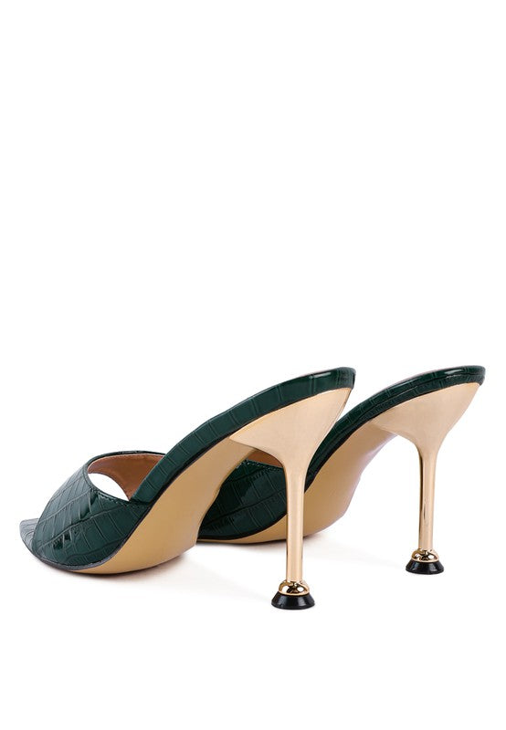 FRENCH CUT HIGH HEEL CROC SLIDES - Faylinn & Co