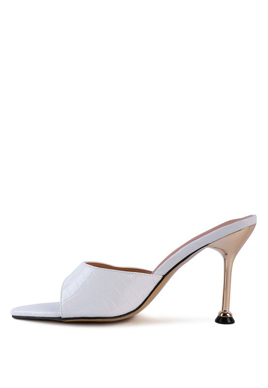 FRENCH CUT HIGH HEEL CROC SLIDES - Faylinn & Co