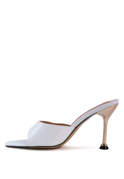 FRENCH CUT HIGH HEEL CROC SLIDES - Faylinn & Co