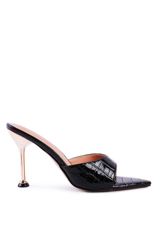 FRENCH CUT HIGH HEEL CROC SLIDES - Faylinn & Co