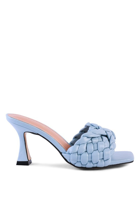 CELIE WOVEN STRAP MID HEEL SANDALS - Faylinn & Co