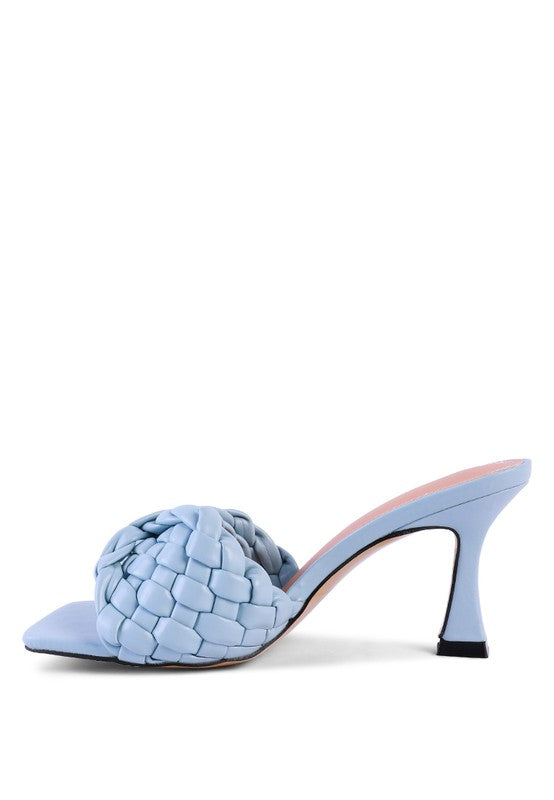 CELIE WOVEN STRAP MID HEEL SANDALS - Faylinn & Co