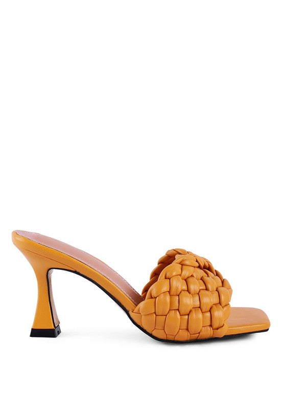 CELIE WOVEN STRAP MID HEEL SANDALS - Faylinn & Co
