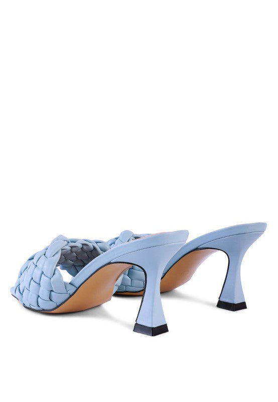 CELIE WOVEN STRAP MID HEEL SANDALS - Faylinn & Co