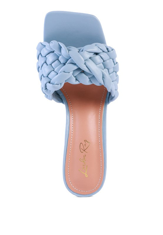 CELIE WOVEN STRAP MID HEEL SANDALS - Faylinn & Co