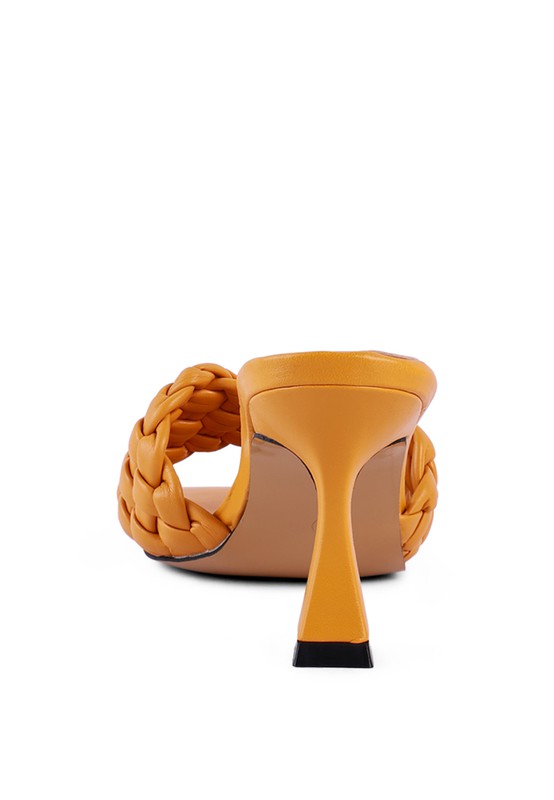 CELIE WOVEN STRAP MID HEEL SANDALS - Faylinn & Co