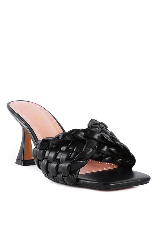 CELIE WOVEN STRAP MID HEEL SANDALS - Faylinn & Co