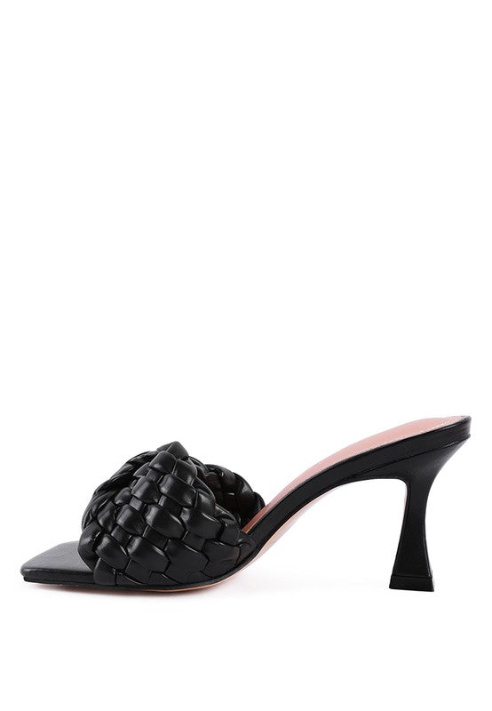 CELIE WOVEN STRAP MID HEEL SANDALS - Faylinn & Co