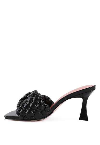 CELIE WOVEN STRAP MID HEEL SANDALS - Faylinn & Co