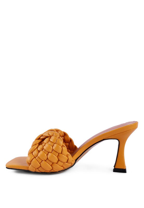 CELIE WOVEN STRAP MID HEEL SANDALS - Faylinn & Co