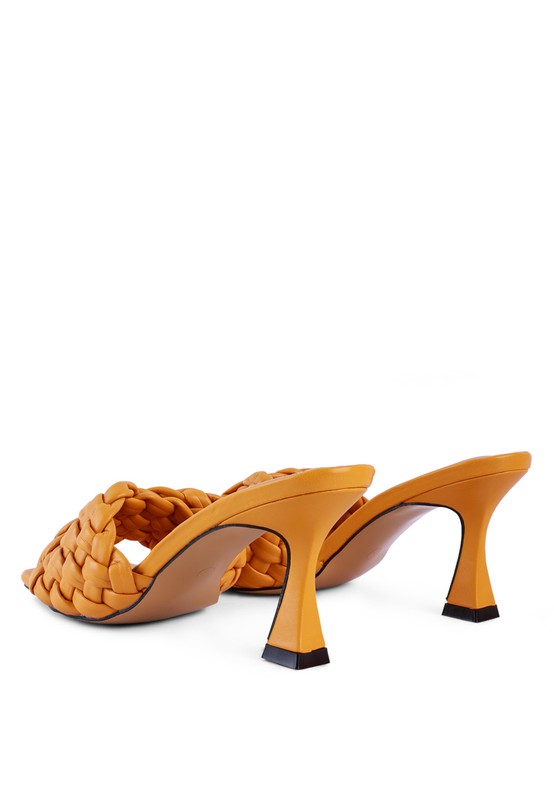 CELIE WOVEN STRAP MID HEEL SANDALS - Faylinn & Co