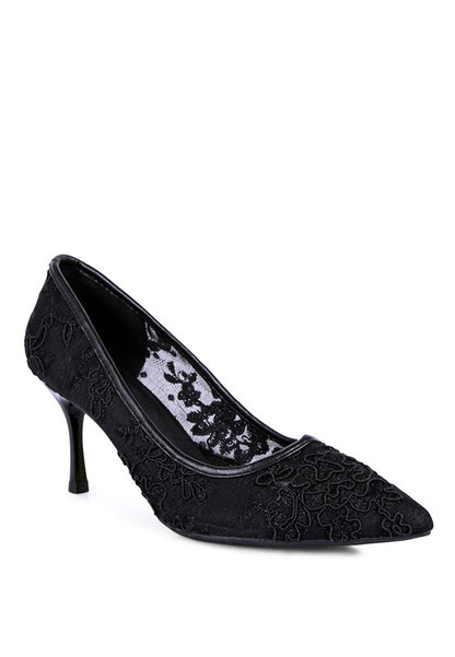 REUNION LACE STILETTO PARTY PUMPS - Faylinn & Co