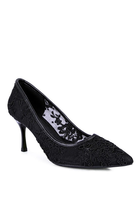 REUNION LACE STILETTO PARTY PUMPS - Faylinn & Co