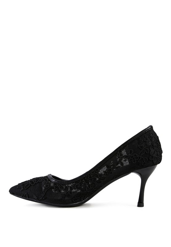 REUNION LACE STILETTO PARTY PUMPS - Faylinn & Co
