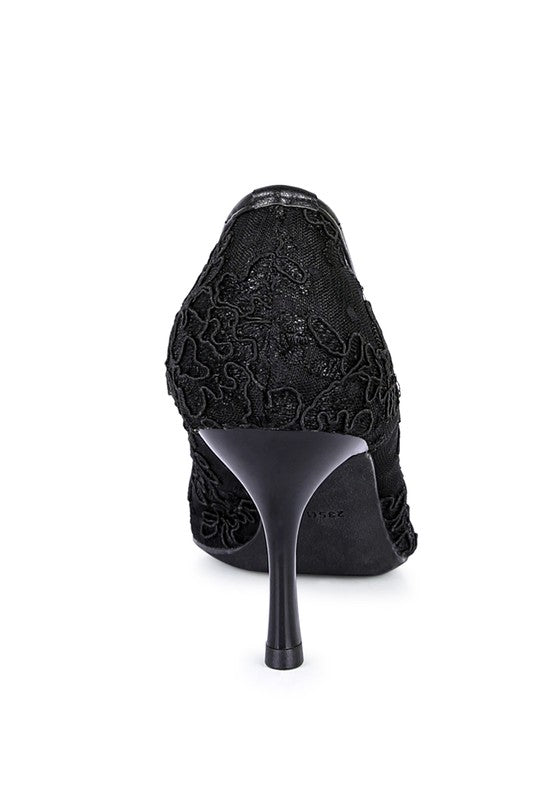 REUNION LACE STILETTO PARTY PUMPS - Faylinn & Co