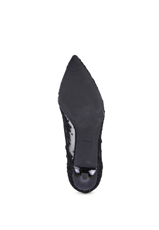 REUNION LACE STILETTO PARTY PUMPS - Faylinn & Co