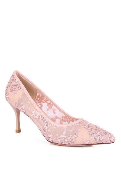 REUNION LACE STILETTO PARTY PUMPS - Faylinn & Co