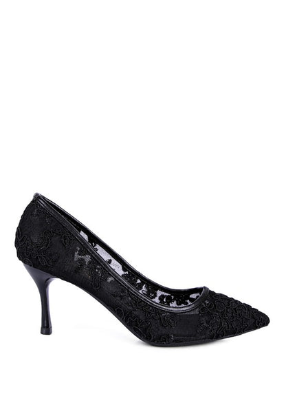 REUNION LACE STILETTO PARTY PUMPS - Faylinn & Co