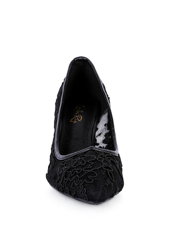 REUNION LACE STILETTO PARTY PUMPS - Faylinn & Co