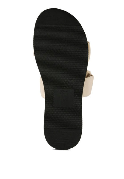 FAUX LEATHER RUCHED STRAP PLATFORM SANDALS - Faylinn & Co