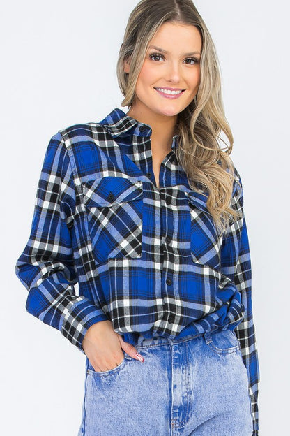 BOYFRIEND Fit Checker Plaid Flannel Long Sleeve - Faylinn & Co
