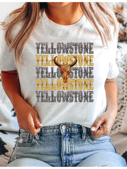 Yellowstone Stacked Leopard Boutique Style Tee - Faylinn & Co