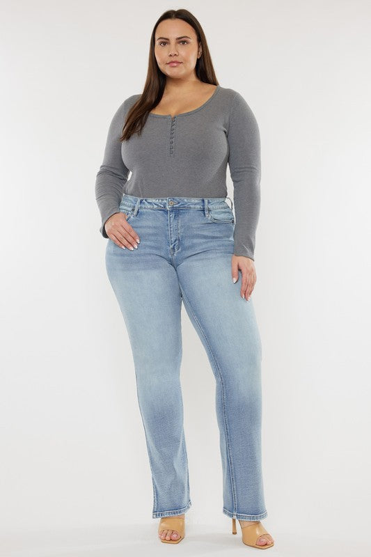 Plus Mid Rise Y2K Medium Wash Bootcut Jeans - Faylinn & Co