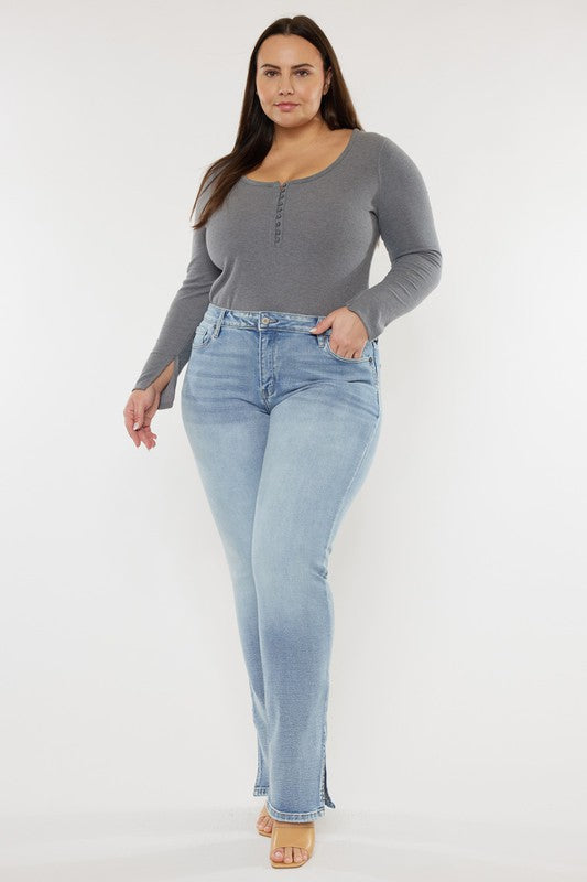 Plus Mid Rise Y2K Medium Wash Bootcut Jeans - Faylinn & Co