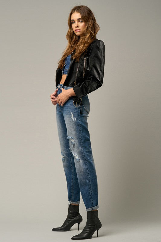 Distressed Girlfriend Jeans - Faylinn & Co