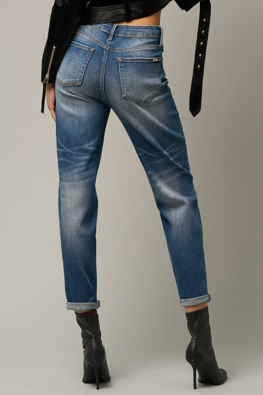 Distressed Girlfriend Jeans - Faylinn & Co