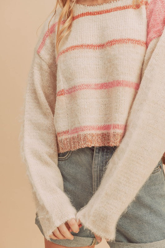 Mona Knit Stripe Pullover Sweater - Faylinn & Co