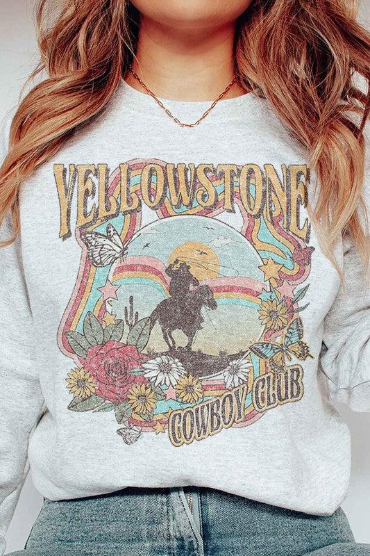 YELLOWSTONE COWBOY CLUB GRAPHIC SWEATSHIRT - Faylinn & Co