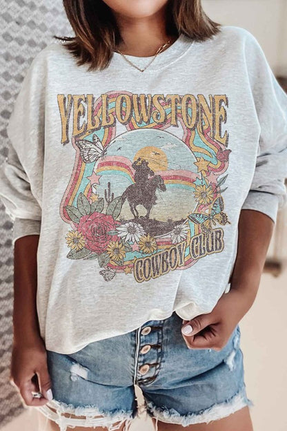 YELLOWSTONE COWBOY CLUB GRAPHIC SWEATSHIRT - Faylinn & Co