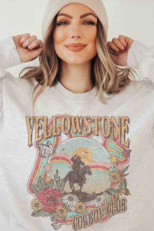 YELLOWSTONE COWBOY CLUB GRAPHIC SWEATSHIRT - Faylinn & Co