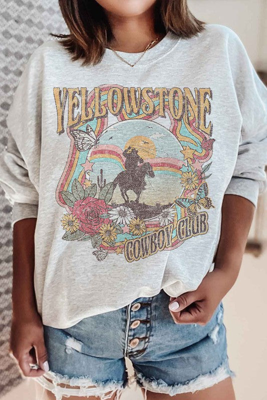 YELLOWSTONE COWBOY CLUB SWEATSHIRT PLUS SIZE - Faylinn & Co