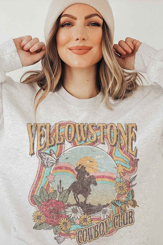YELLOWSTONE COWBOY CLUB SWEATSHIRT PLUS SIZE - Faylinn & Co