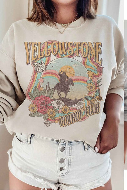 YELLOWSTONE COWBOY CLUB SWEATSHIRT PLUS SIZE - Faylinn & Co