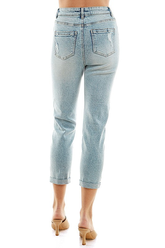Destructed Cuffed Boyfriend Jean - Faylinn & Co
