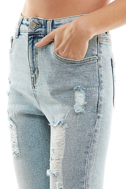 Destructed Cuffed Boyfriend Jean - Faylinn & Co