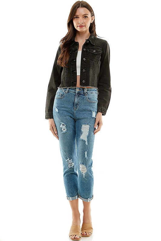 Destructed Cuffed Boyfriend Jean - Faylinn & Co
