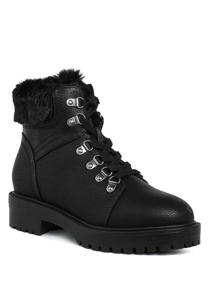 Maranta Faux Fur Collar Ankle Boots - Faylinn & Co